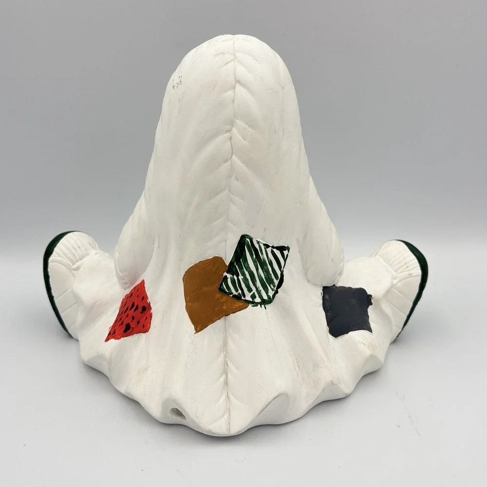 Vintage Halloween Ceramic Patchwork Ghost Rare Holiday Decor Cute & Spooky